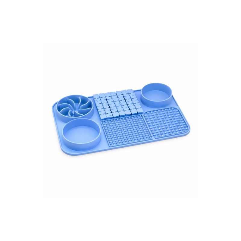 Textured Pet Lick Mat with Bowl Sections