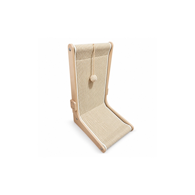 L-Shaped Cat Scratcher with Hanging Ball