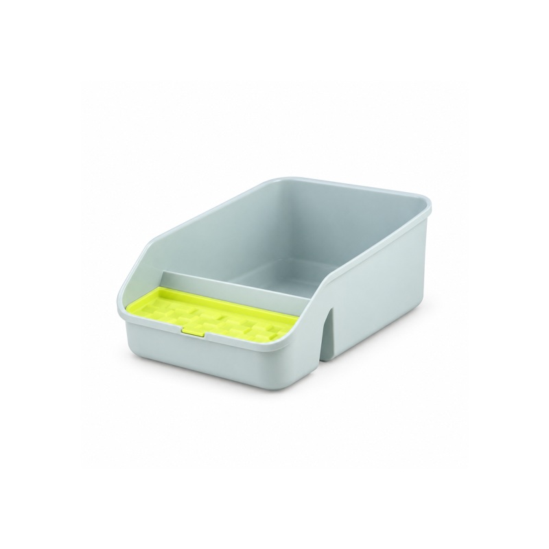 Rectangular Open Cat Litter Box with Entry Step